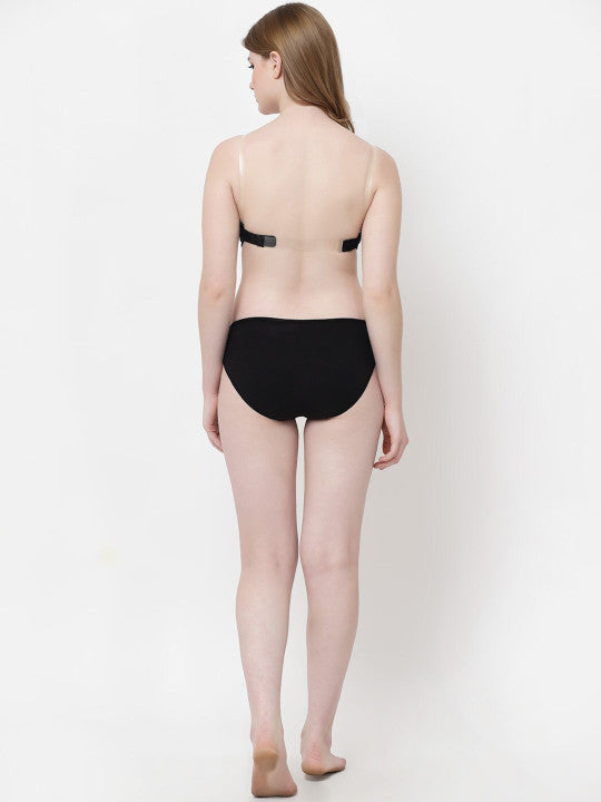 Inner Sense Non Padded Antimicrobial Bikini Lingerie Set ISBP100_IMP004-Black-