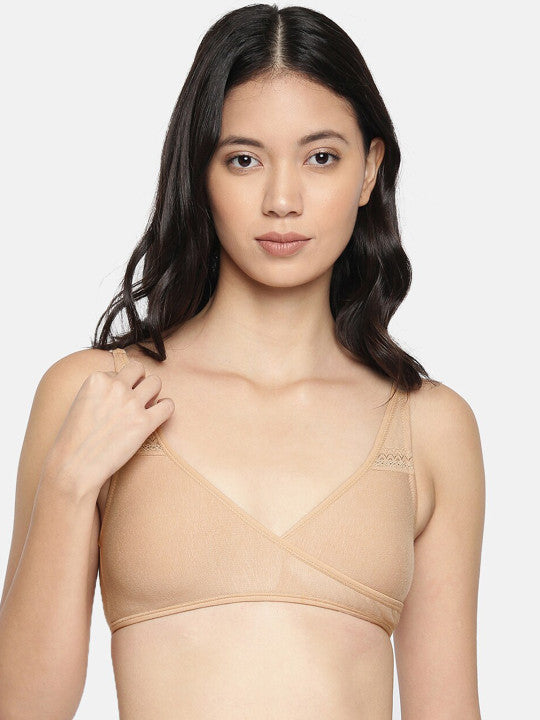 Inner Sense Beige & Sea Green Solid Non-Wired Non Padded Set of 3 Maternity Bra