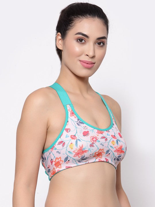 Inner Sense Pack of 3 Floral Workout Bra Lightly Padded