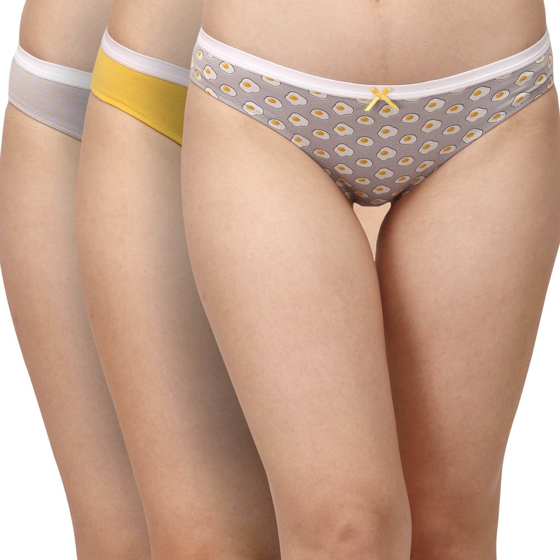 3-Pack Mid Rise Cotton Stretch Brief Panties - Solid & Printed Designs for Everyday Comfort