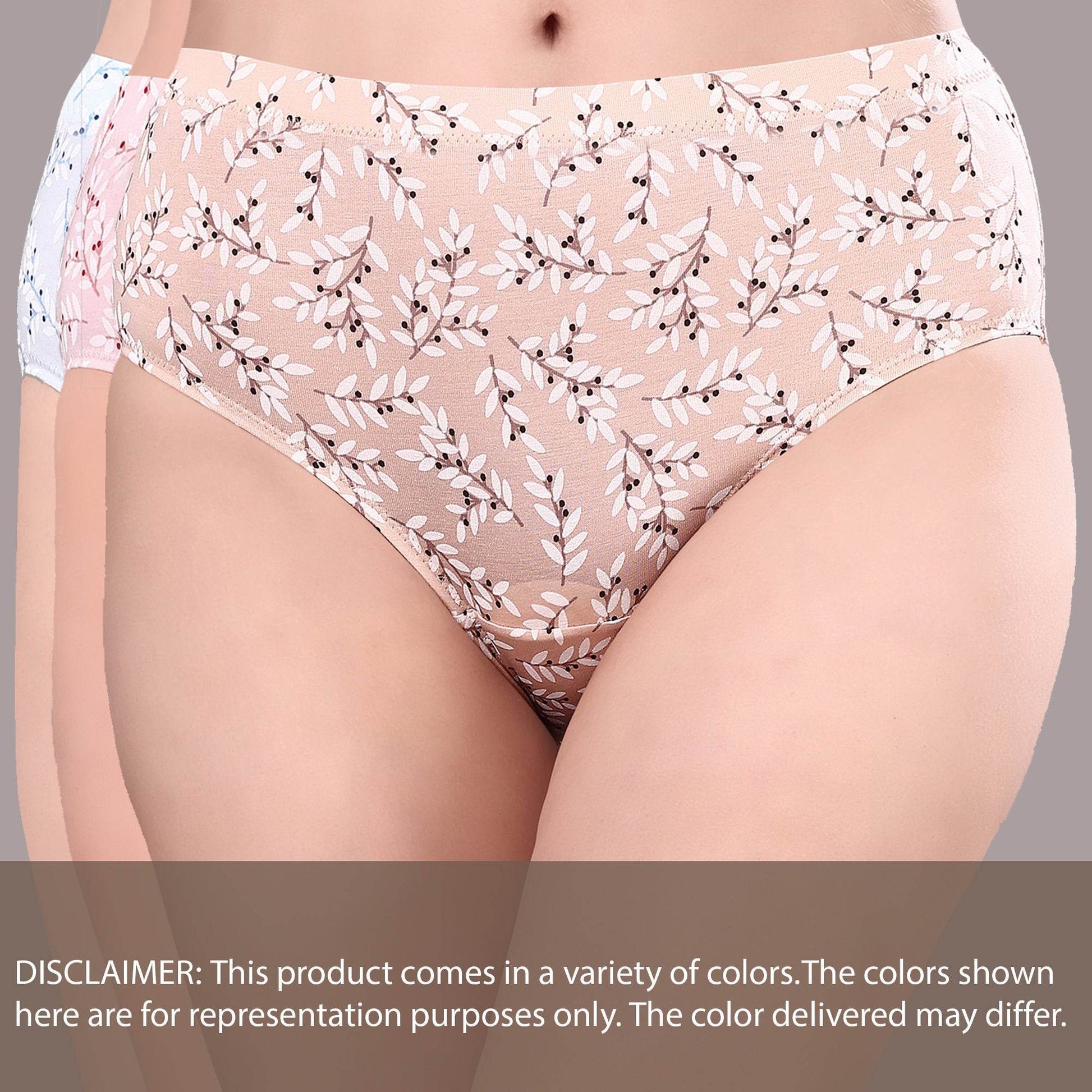 Comfortable High-Rise Full Coverage Printed Cotton Spandex Hipster Panty - 3 Pack Assorted Styles