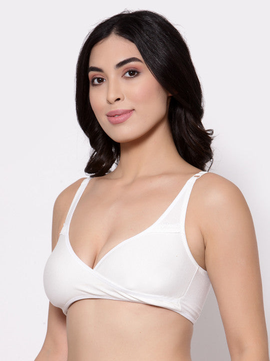 Inner Sense White Solid Non-Wired Non Padded Maternity Bra