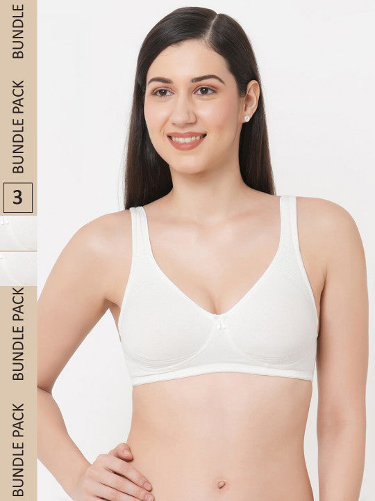Inner Sense White Pack of 3 Organic Cotton Bra