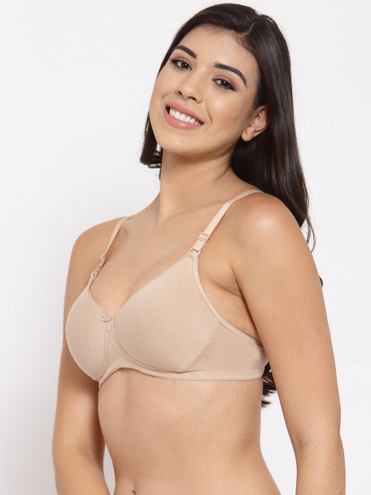 Inner Sense Beige Full Coverage Organic Cotton Anti-Odour T-shirt Bra