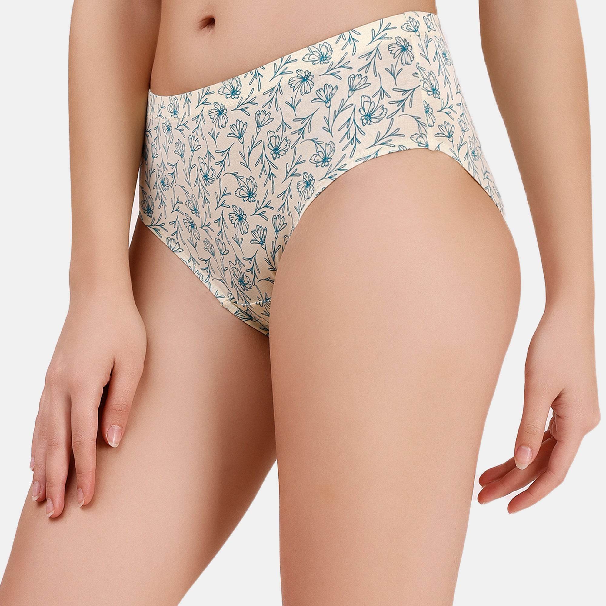 Comfortable High-Rise Full Coverage Printed Cotton Hipster Panties - Pack of 3