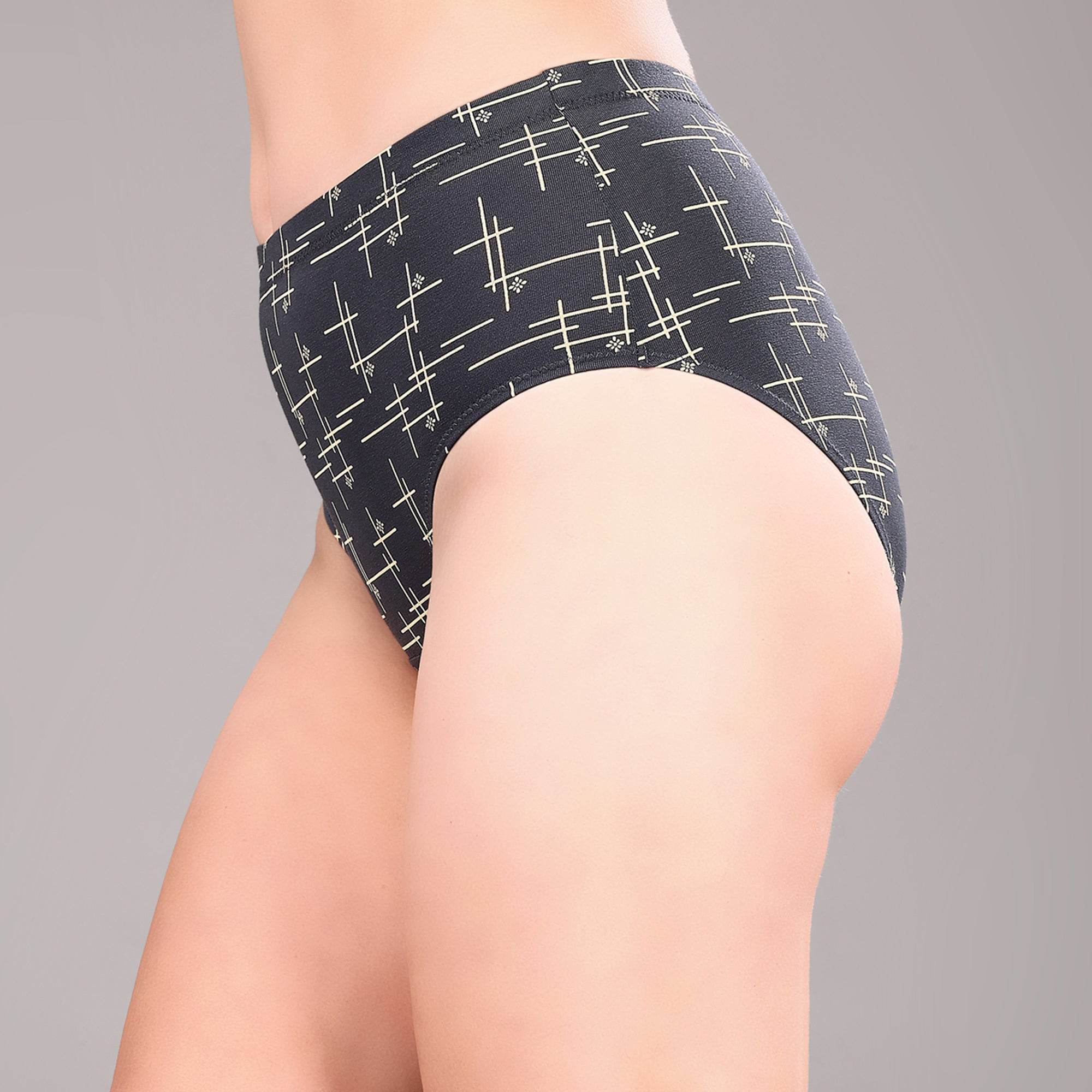 Premium Women's High Waist Full Coverage Cotton Briefs - Assorted Pack of 3 with Attractive Prints