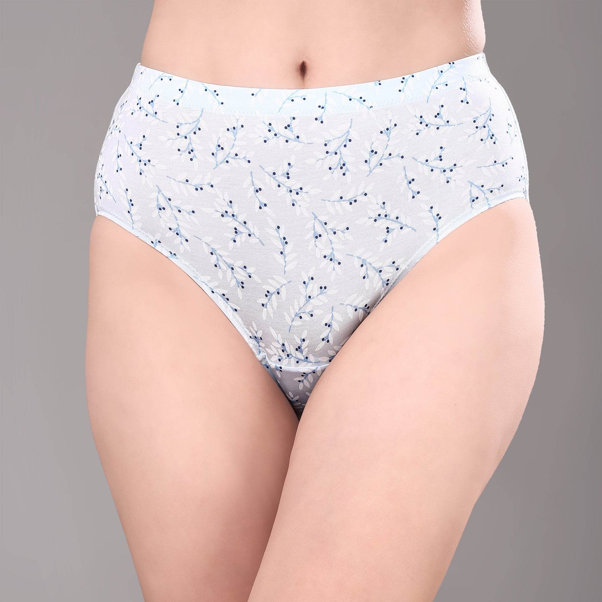 Luxurious High Waist Full Coverage Printed Stretch Cotton Briefs - 3 Pack