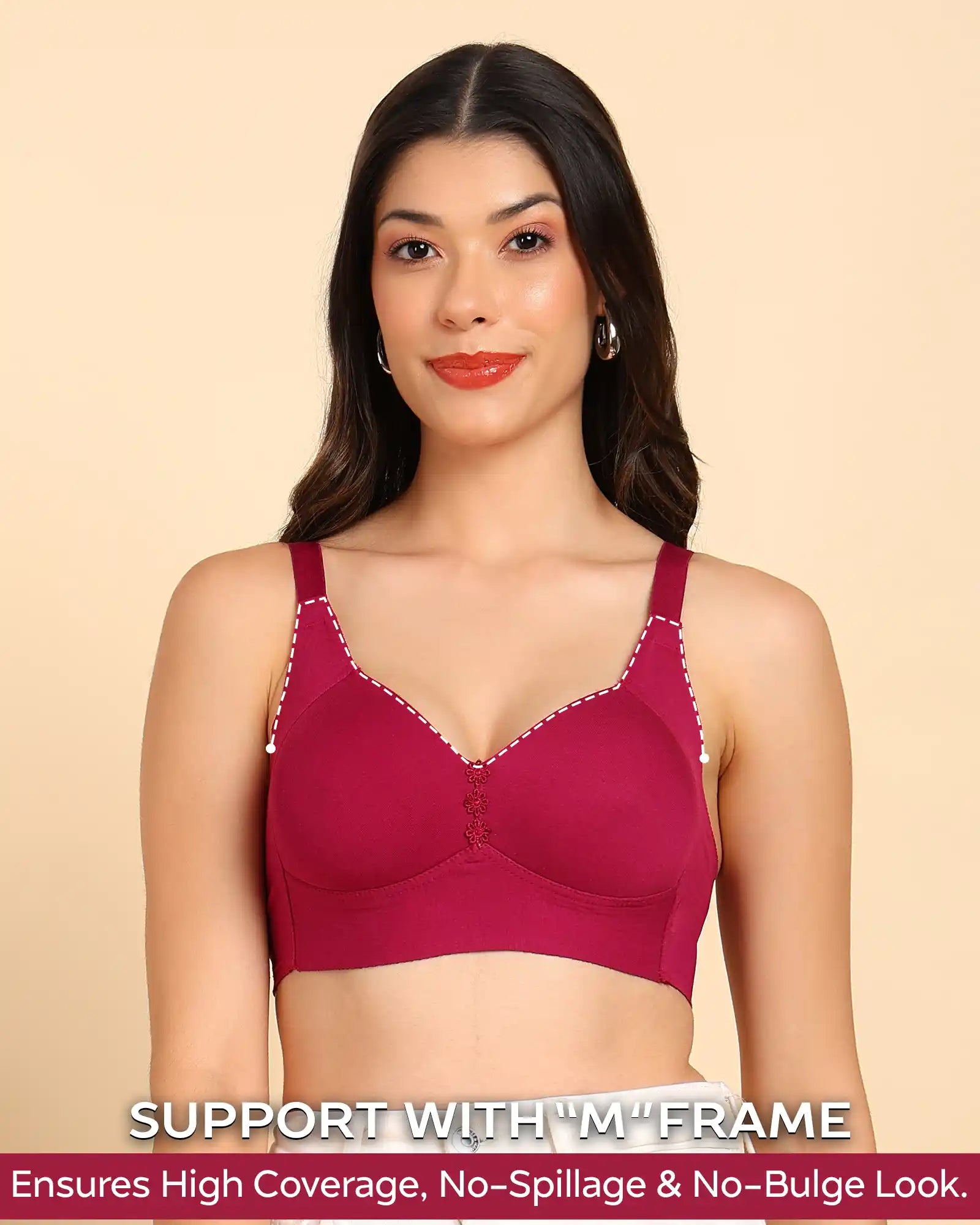 Tweens Invisi-Fit Lightly Padded Cotton Bonded Seamless Minimiser ((TW-SB-9203)