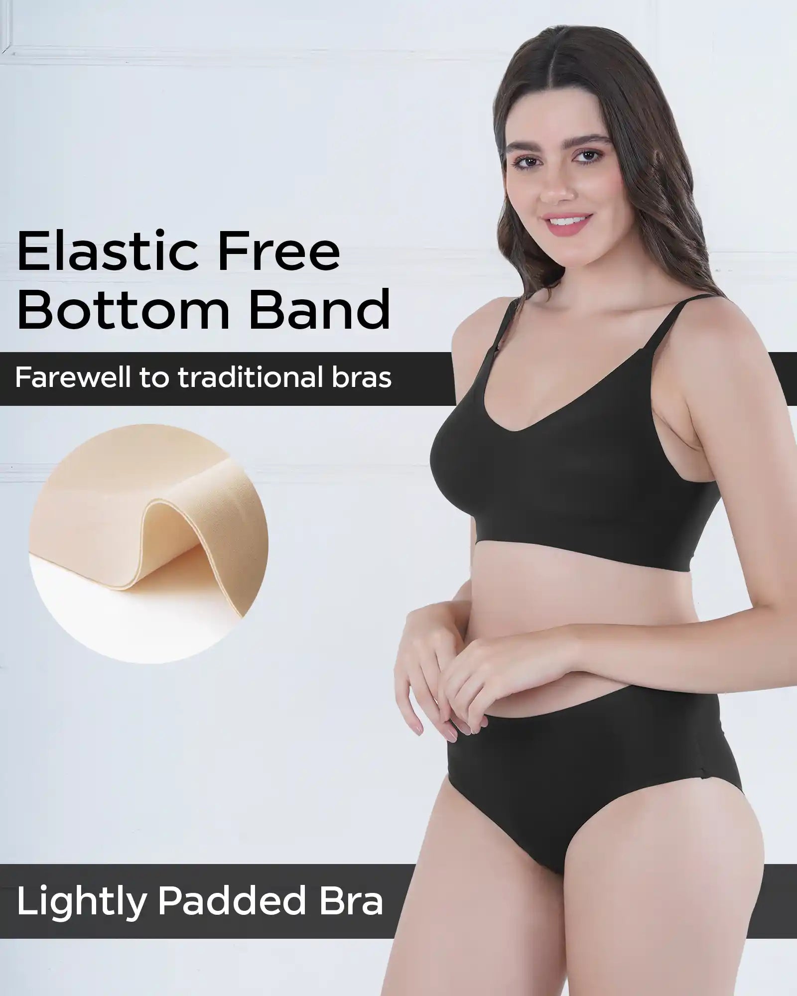 Tweens Lightly Padded Invisi-Fit Bra and Panty Set (Black)(TW-SB-968)