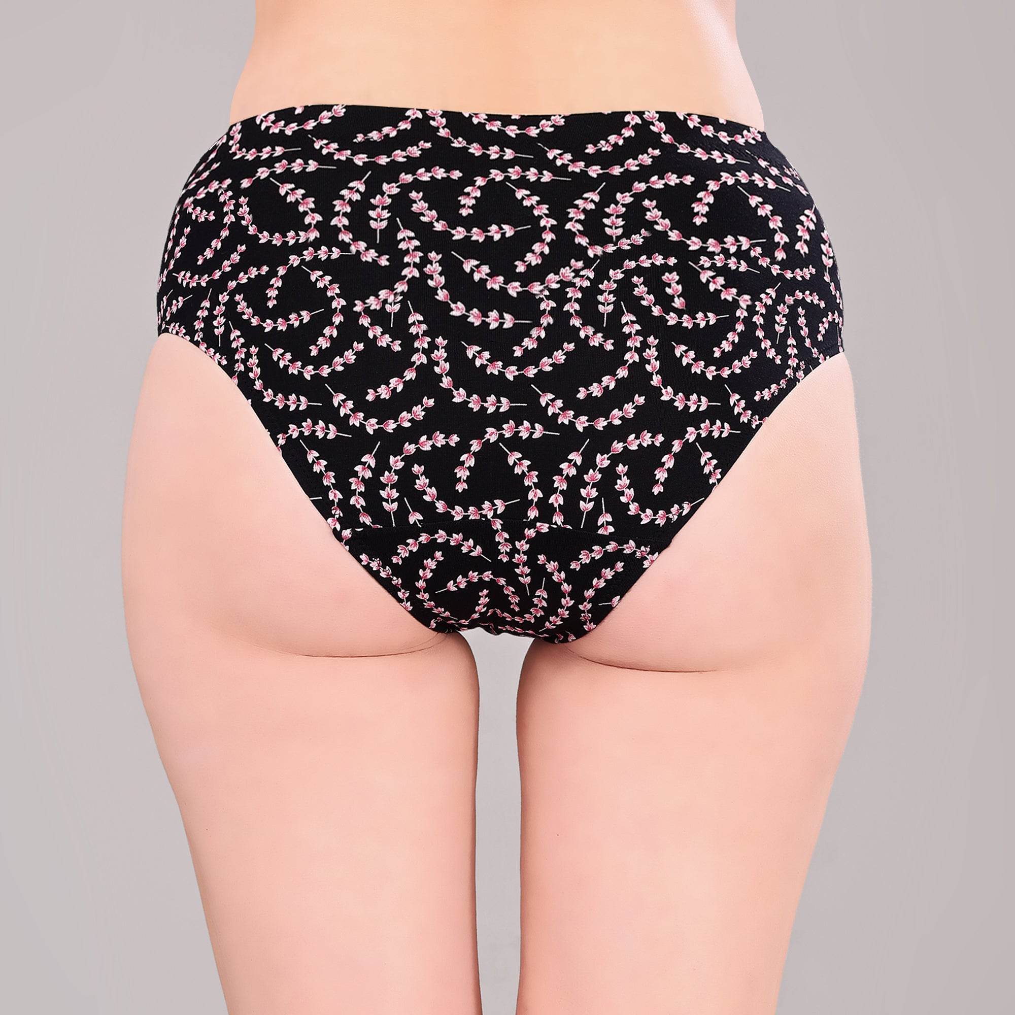 Luxurious High Rise Full Coverage Printed Cotton Spandex Hipster Panty (Pack of 3)