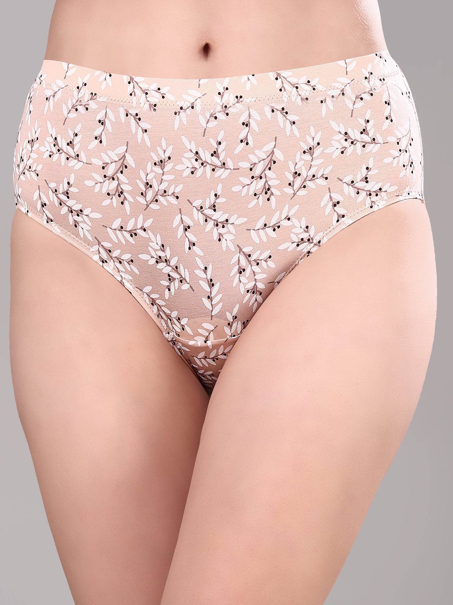 Comfortable High-Rise Full Coverage Printed Cotton Spandex Hipster Panty - 3 Pack Assorted Styles