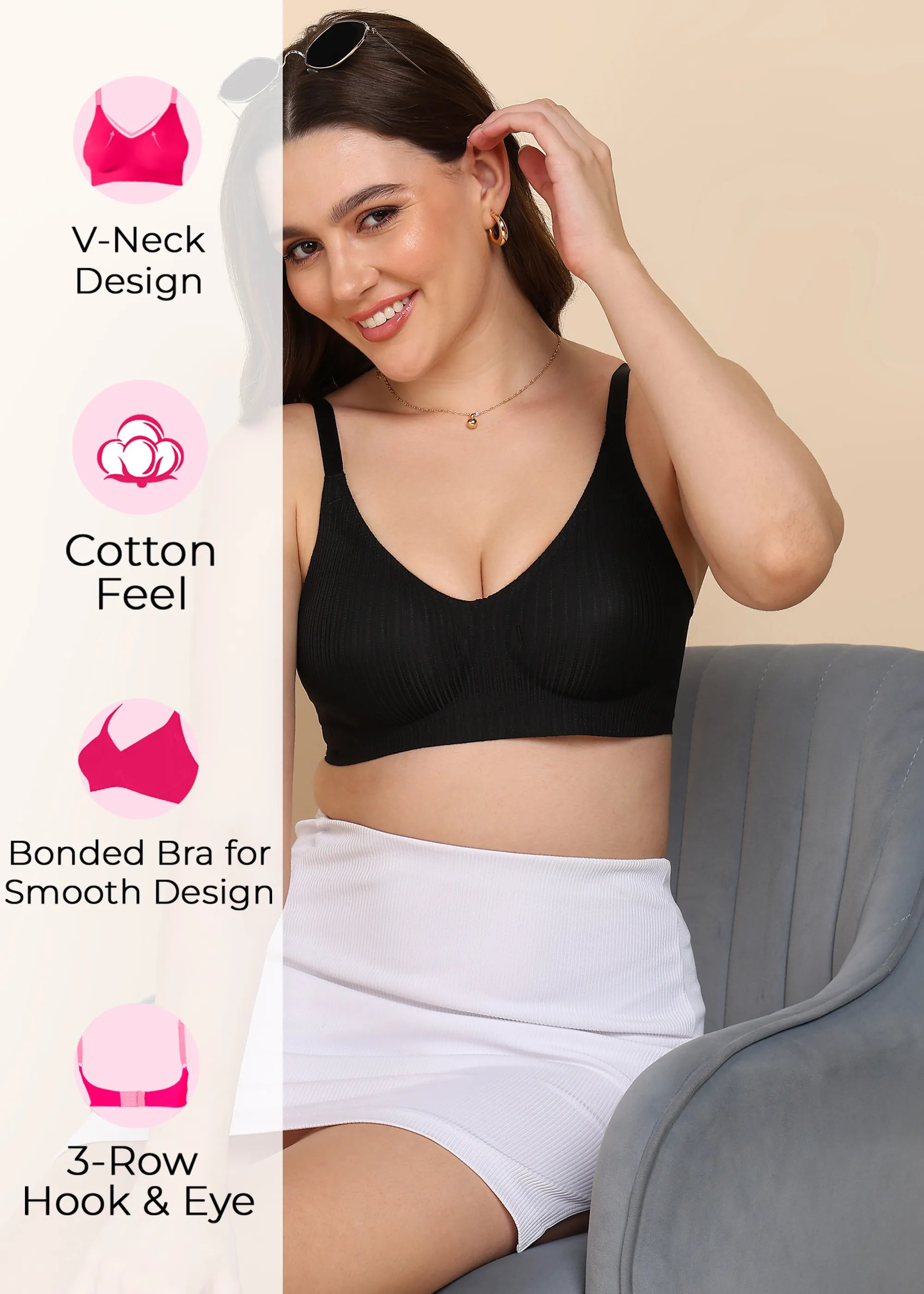 Invisi-Fit:- No Show Designer Fabric Seamless Bra (TW-SB-998)