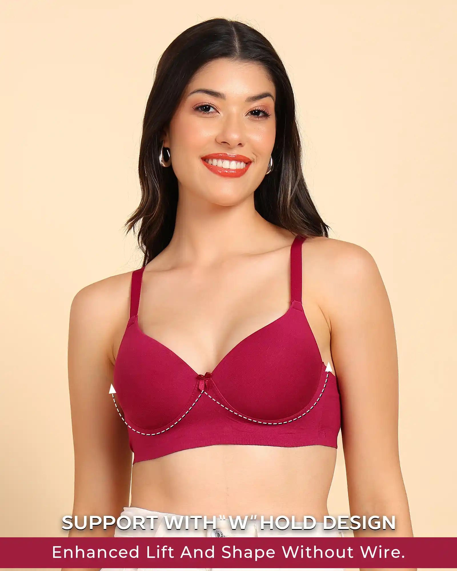 Tweens Invisi-Fit Cotton Bonded Seamless Push-Up Bra (TW-SB-93510)