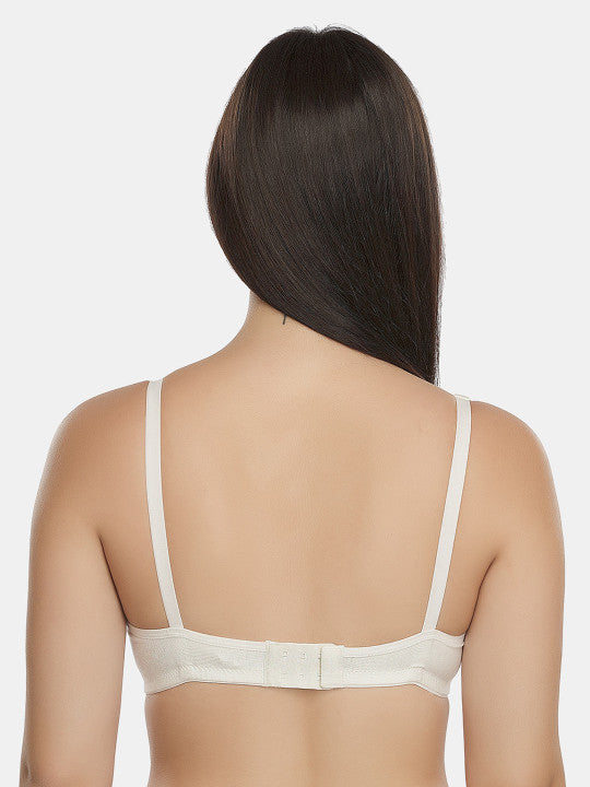 Inner Sense White Organic Cotton Antimicrobial Laced Soft Nursing Bra with an extender