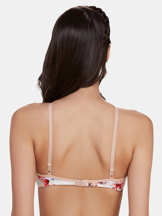 Inner Sense White & Pink Printed Organic Cotton Antimicrobial Non-wired Sustainable Bralette ISB089