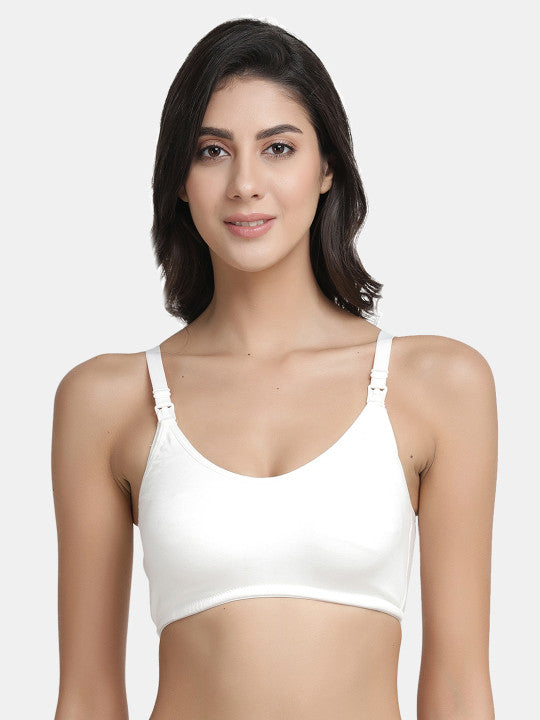 Inner Sense White Solid Non-Wired Non Padded Maternity Bra