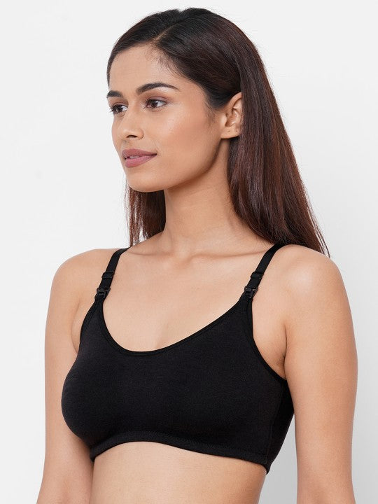Inner Sense Black Organic Cotton Antimicrobial Soft Nursing Bra IMB004E