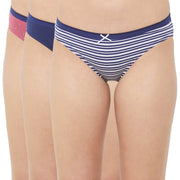 3-Pack Mid Rise Cotton Stretch Brief Panties - Solid & Printed Designs for Everyday Comfort