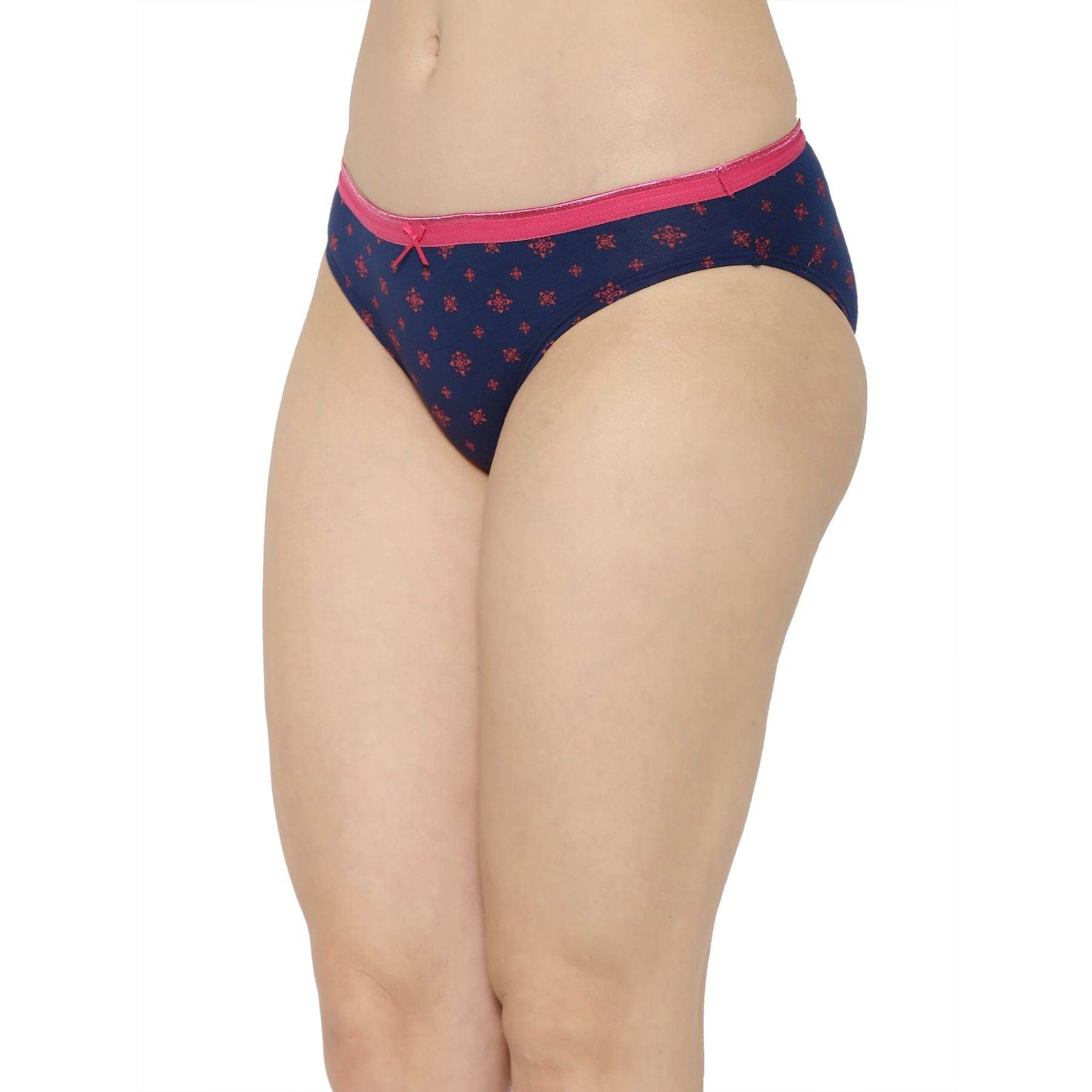 3-Pack Mid Rise Cotton Stretch Brief Panties - Solid & Printed Designs for Everyday Comfort