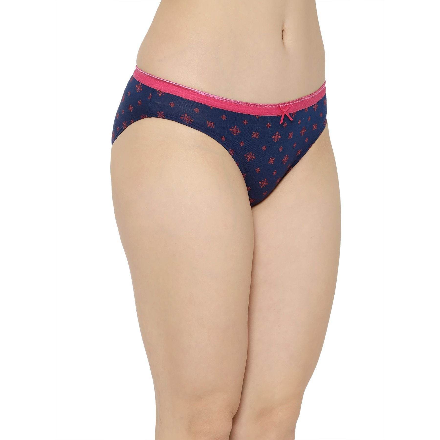 3-Pack Mid Rise Cotton Stretch Brief Panties - Solid & Printed Designs for Everyday Comfort