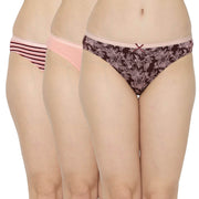 3-Pack Mid Rise Cotton Stretch Brief Panties - Solid & Printed Designs for Everyday Comfort