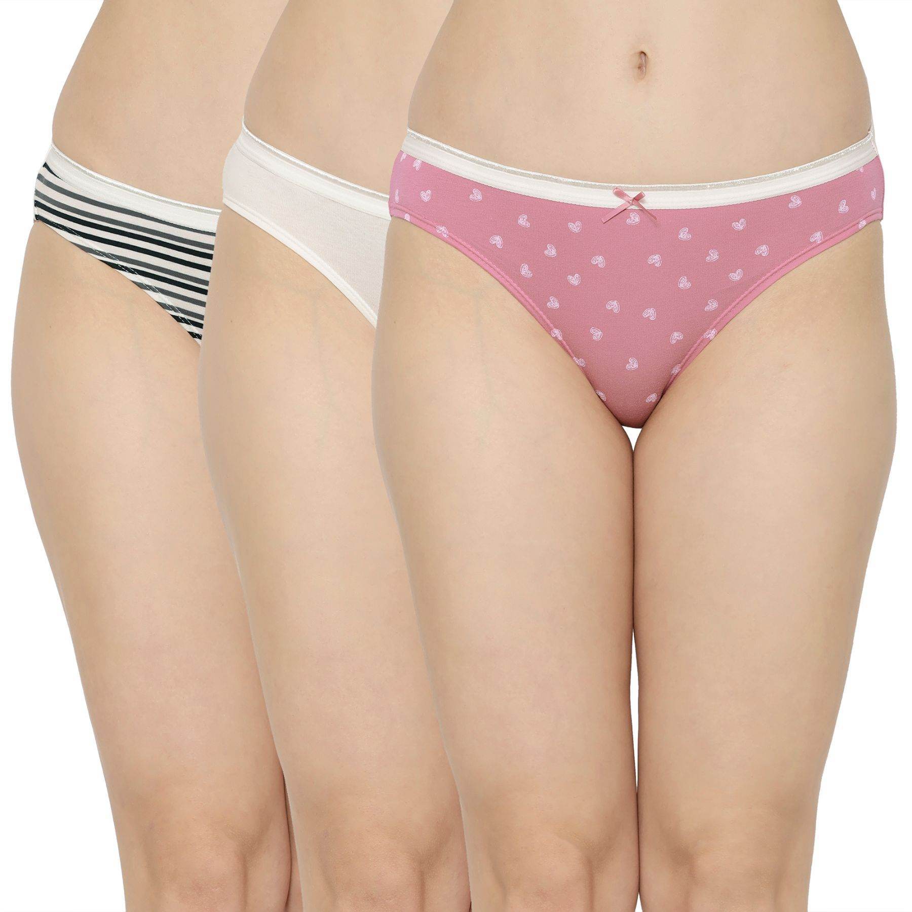 3-Pack Mid Rise Cotton Stretch Brief Panties - Solid & Printed Designs for Everyday Comfort