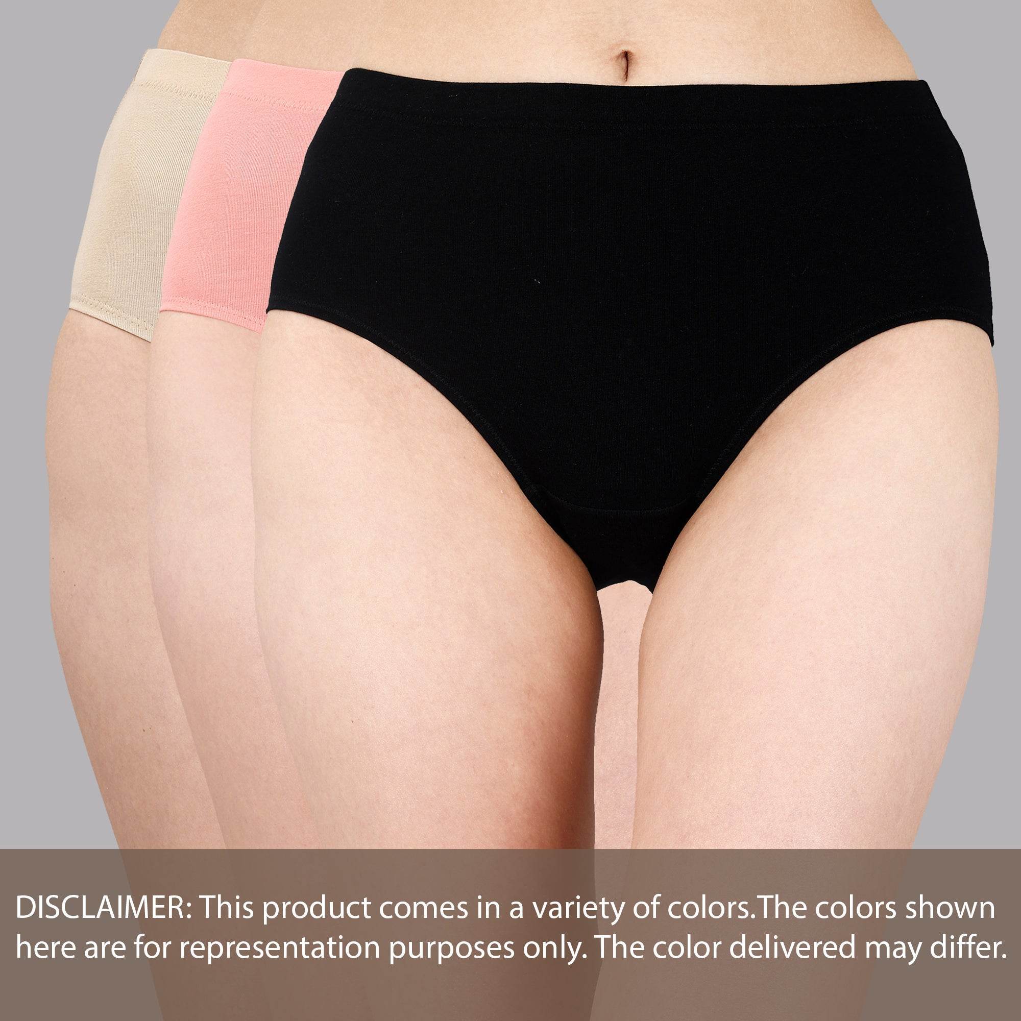 ComfortFit Women's High Waist Full Coverage Cotton Briefs - 3 Pack Assorted Colors