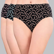 Luxurious High Waist Full Coverage Printed Stretch Cotton Briefs - 3 Pack
