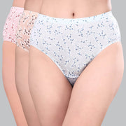 Luxurious High Waist Full Coverage Printed Stretch Cotton Briefs - 3 Pack