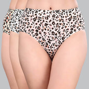 Luxurious High Waist Full Coverage Printed Stretch Cotton Briefs - 3 Pack