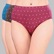 Luxurious High Waist Full Coverage Printed Stretch Cotton Briefs - 3 Pack