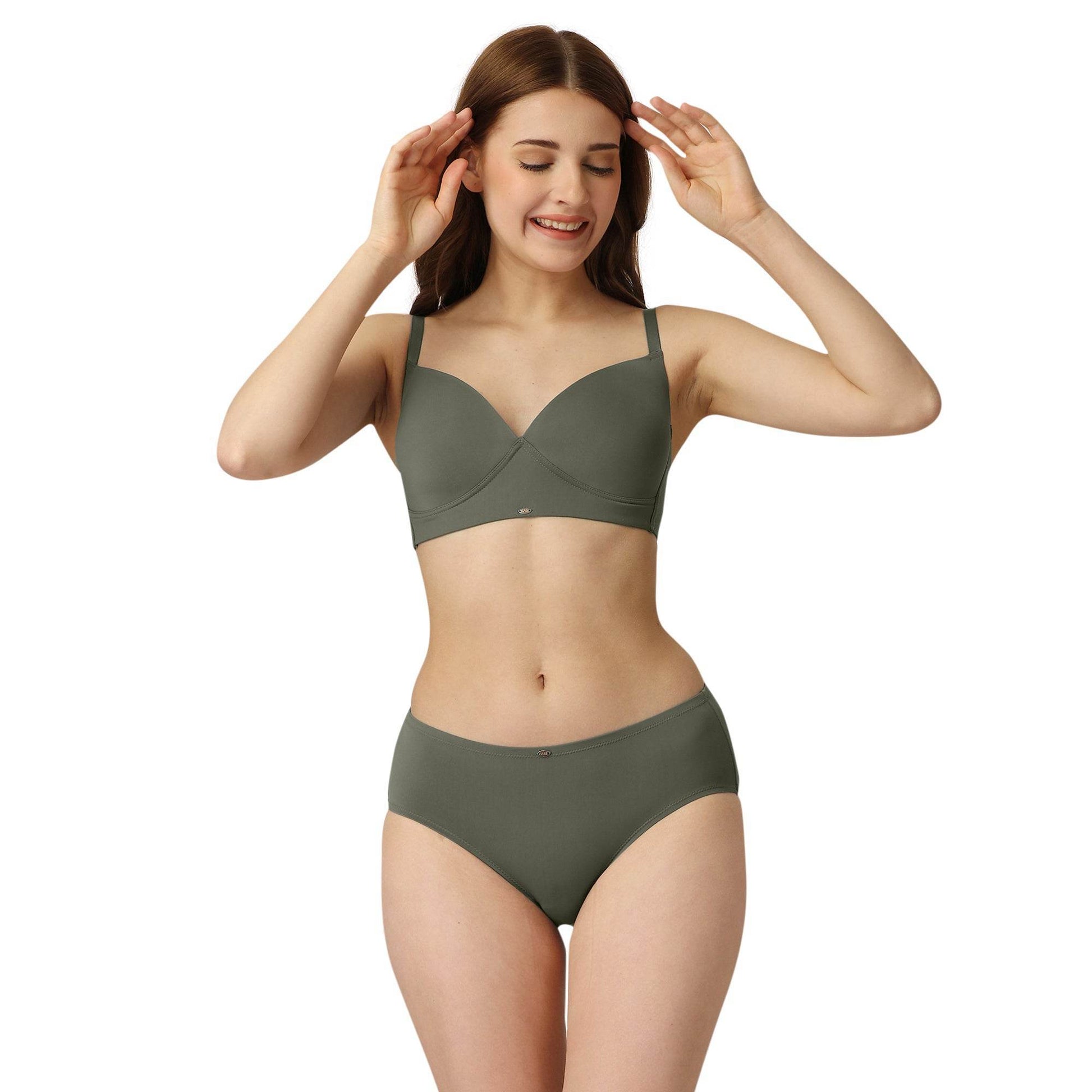 Ultimate Comfort Set: Full Coverage Padded Non-Wired T-Shirt Bra & High-Rise Brief