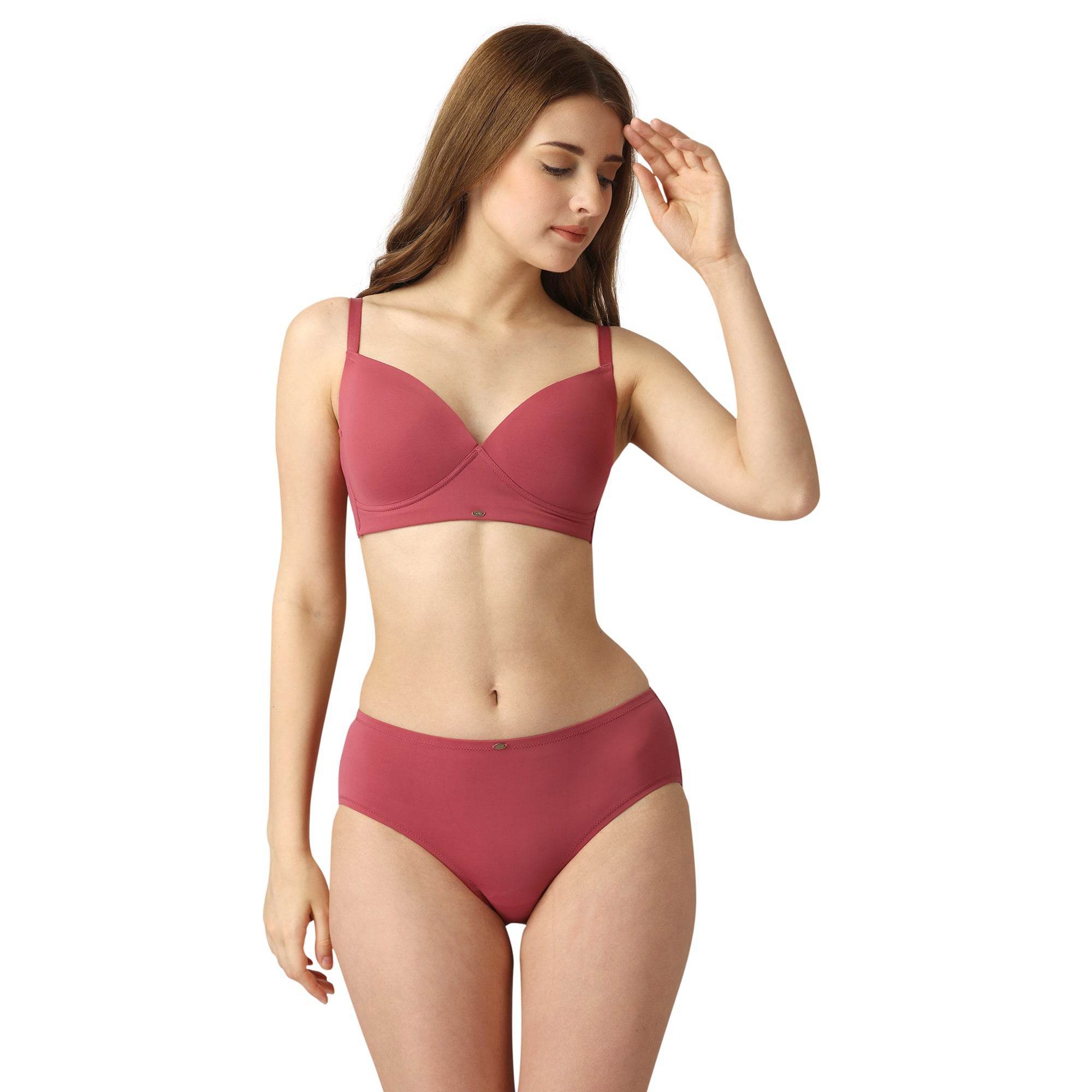 Ultimate Comfort Set: Full Coverage Padded Non-Wired T-Shirt Bra & High-Rise Brief