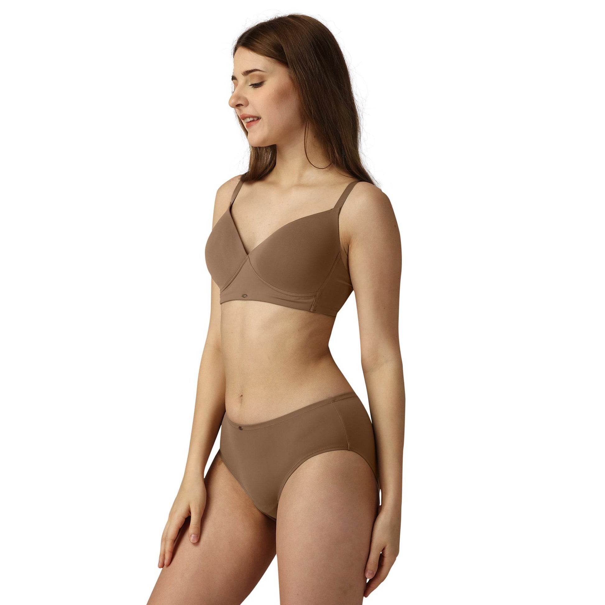 Ultimate Comfort Set: Full Coverage Padded Non-Wired T-Shirt Bra & High-Rise Brief