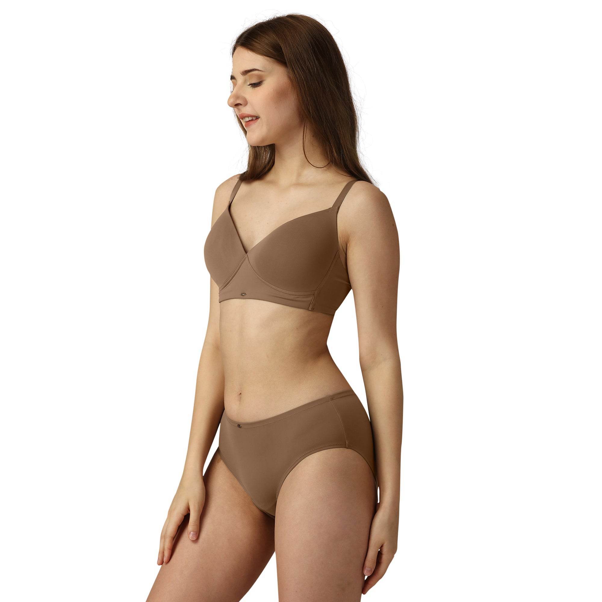 Ultimate Comfort Set: Full Coverage Padded Non-Wired T-Shirt Bra & High-Rise Brief