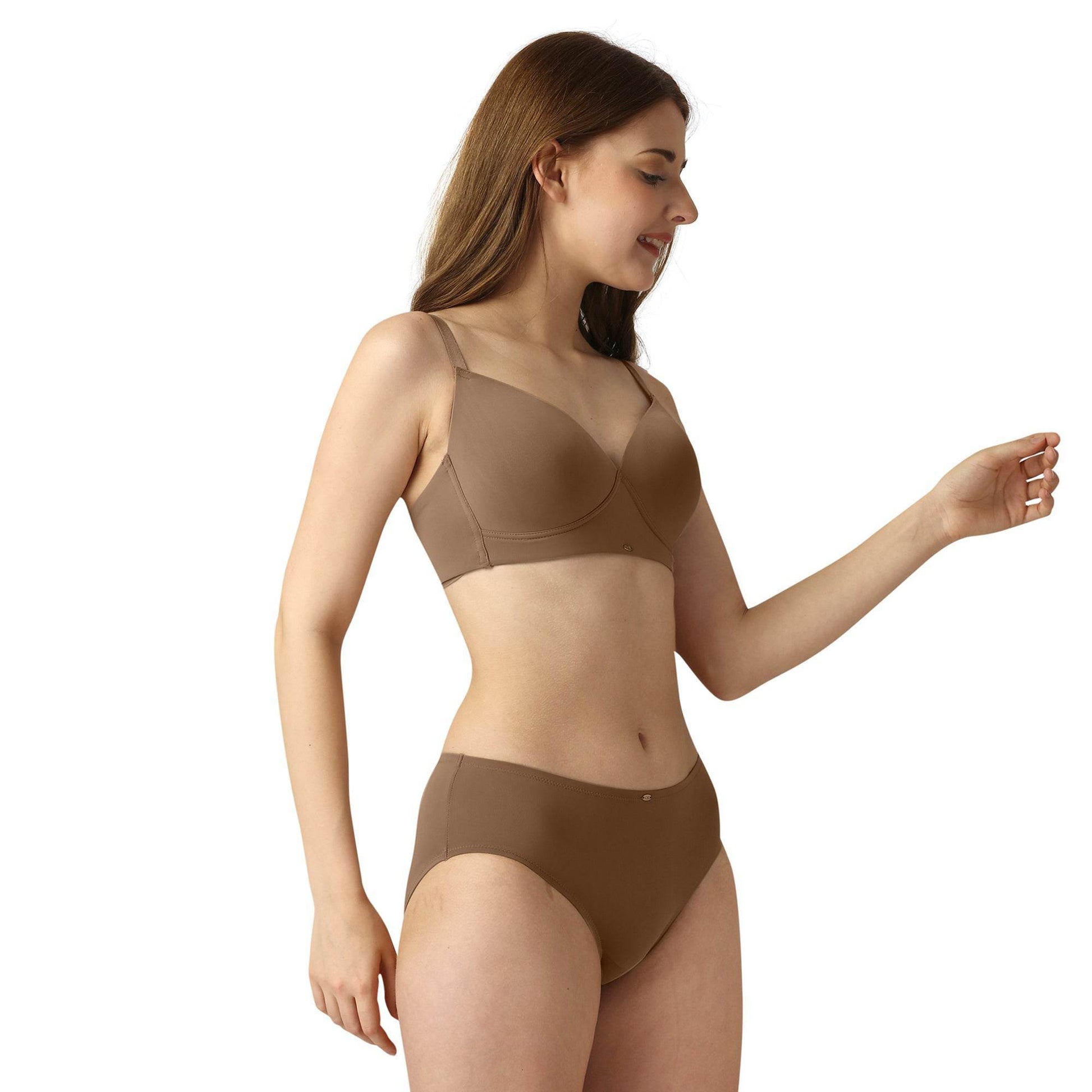 Ultimate Comfort Set: Full Coverage Padded Non-Wired T-Shirt Bra & High-Rise Brief