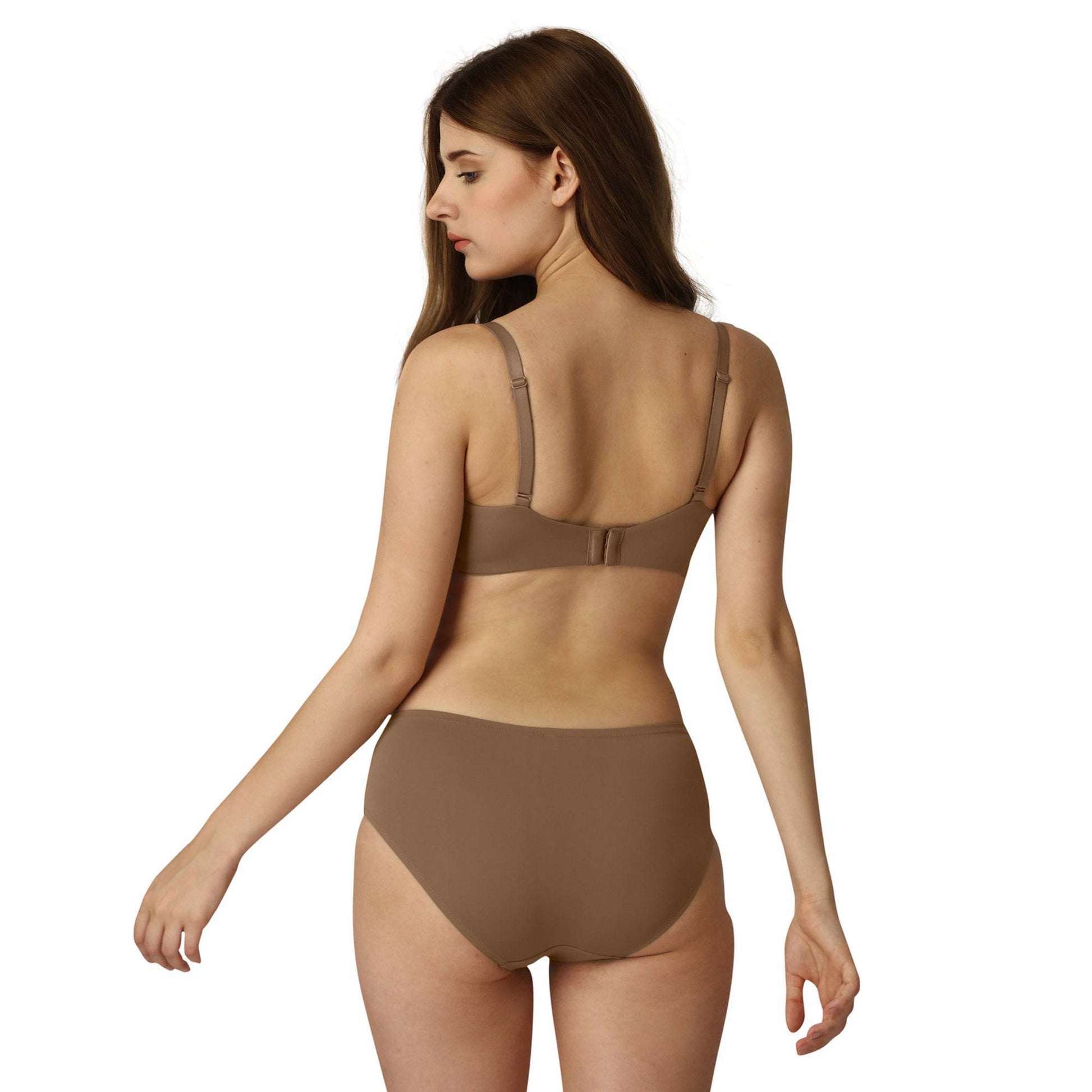 Ultimate Comfort Set: Full Coverage Padded Non-Wired T-Shirt Bra & High-Rise Brief