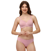 Ultimate Comfort: Full Coverage Padded Non-Wired Seamless Bra & Medium Coverage Brief Set