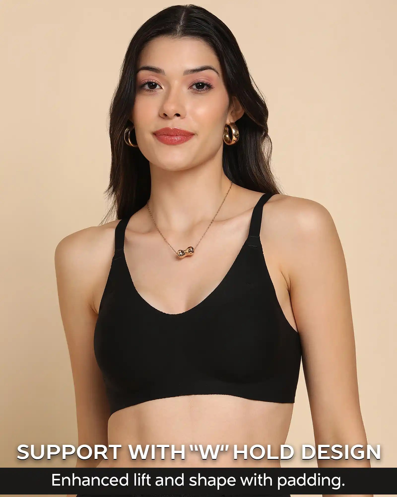 Tweens Lightly-Padded Cotton Spandex Invisi-Fit Bra (BLACK)