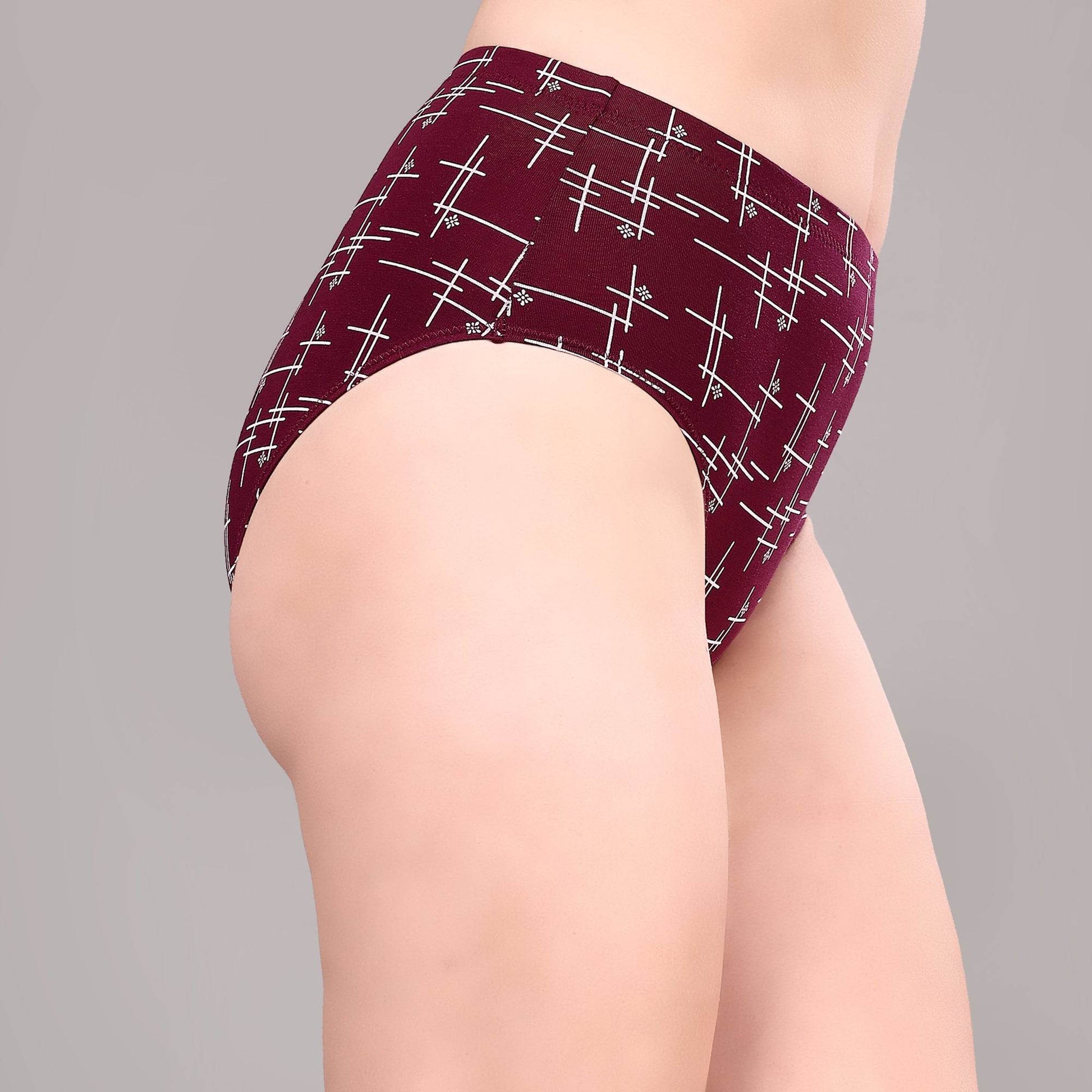 Luxurious High Waist Full Coverage Printed Stretch Cotton Briefs - 3 Pack