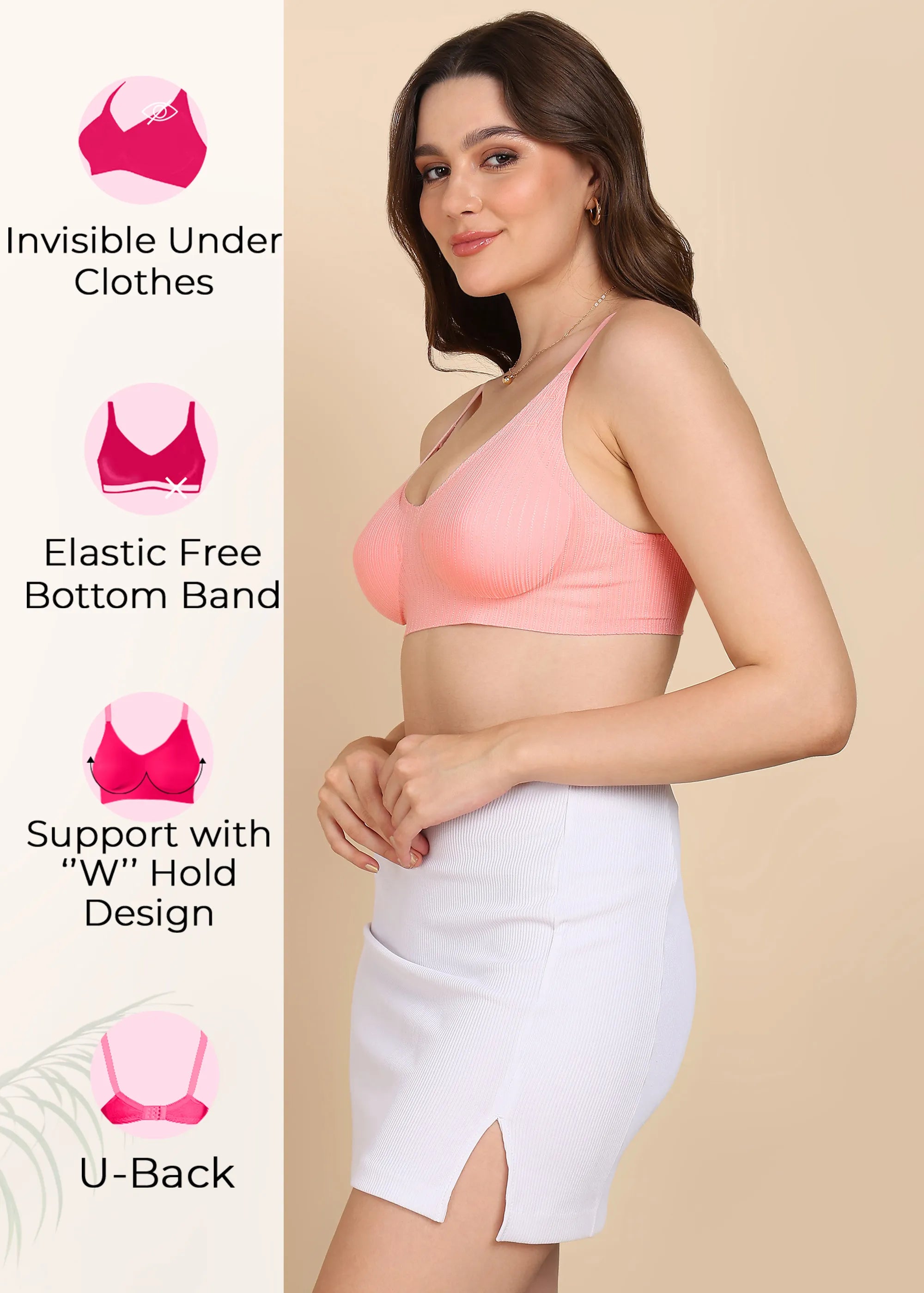 Invisi-Fit:- No Show Designer Fabric Seamless Bra (TW-SB-998)