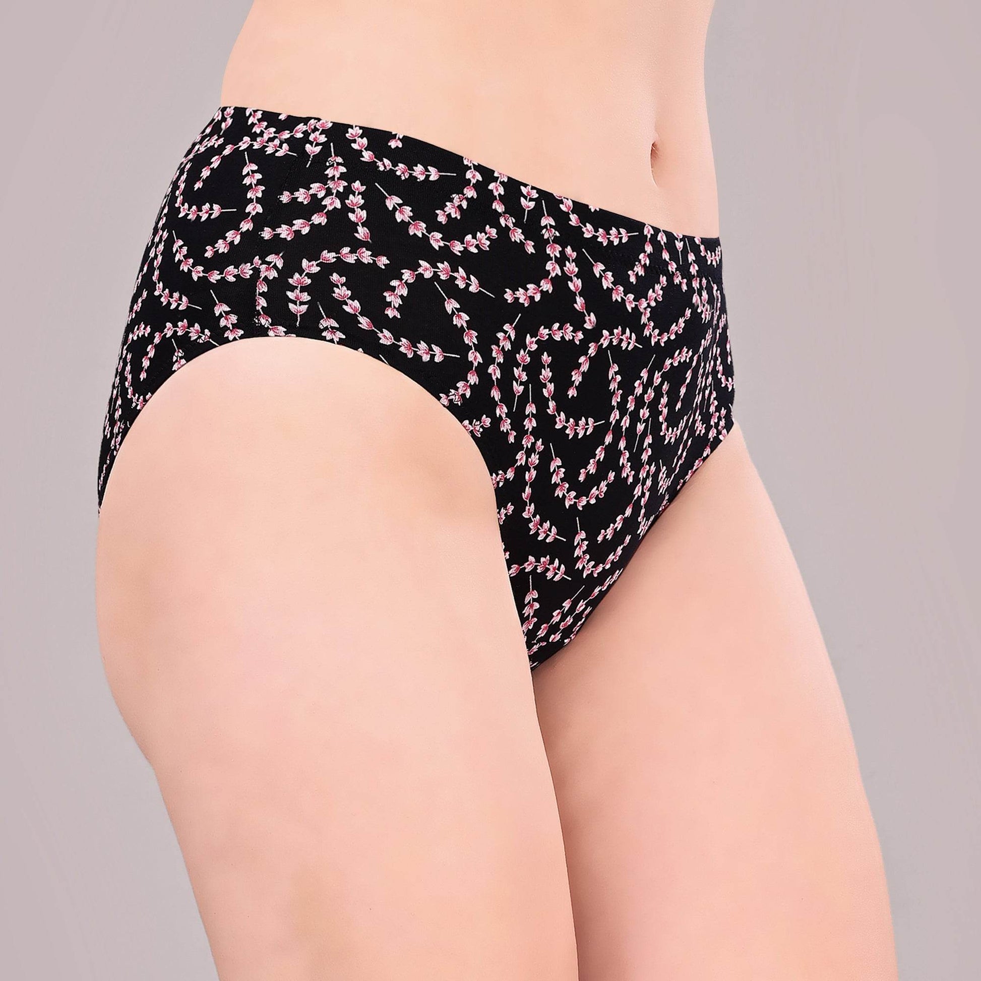 Luxurious High Rise Full Coverage Printed Cotton Spandex Hipster Panty (Pack of 3)