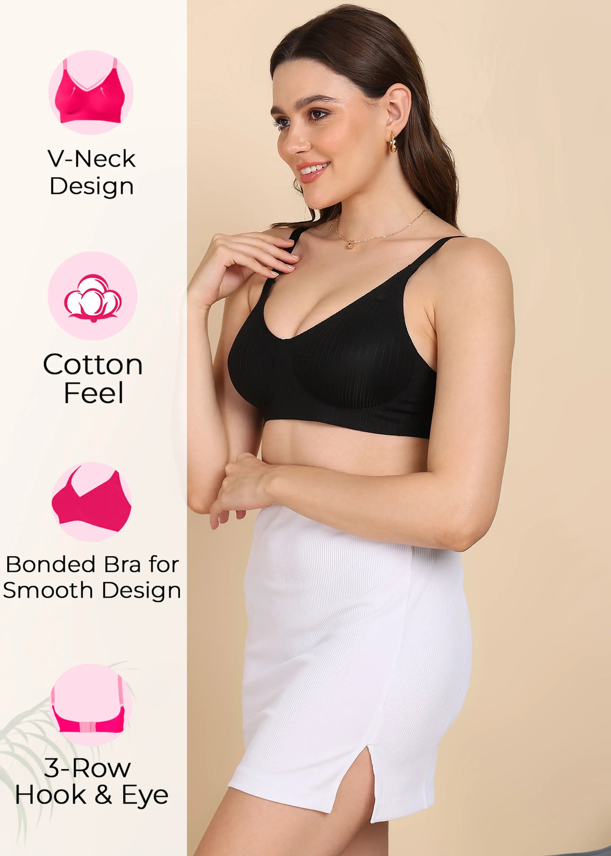 Invisi-Fit:- No Show Designer Fabric Seamless Bra (TW-SB-998)