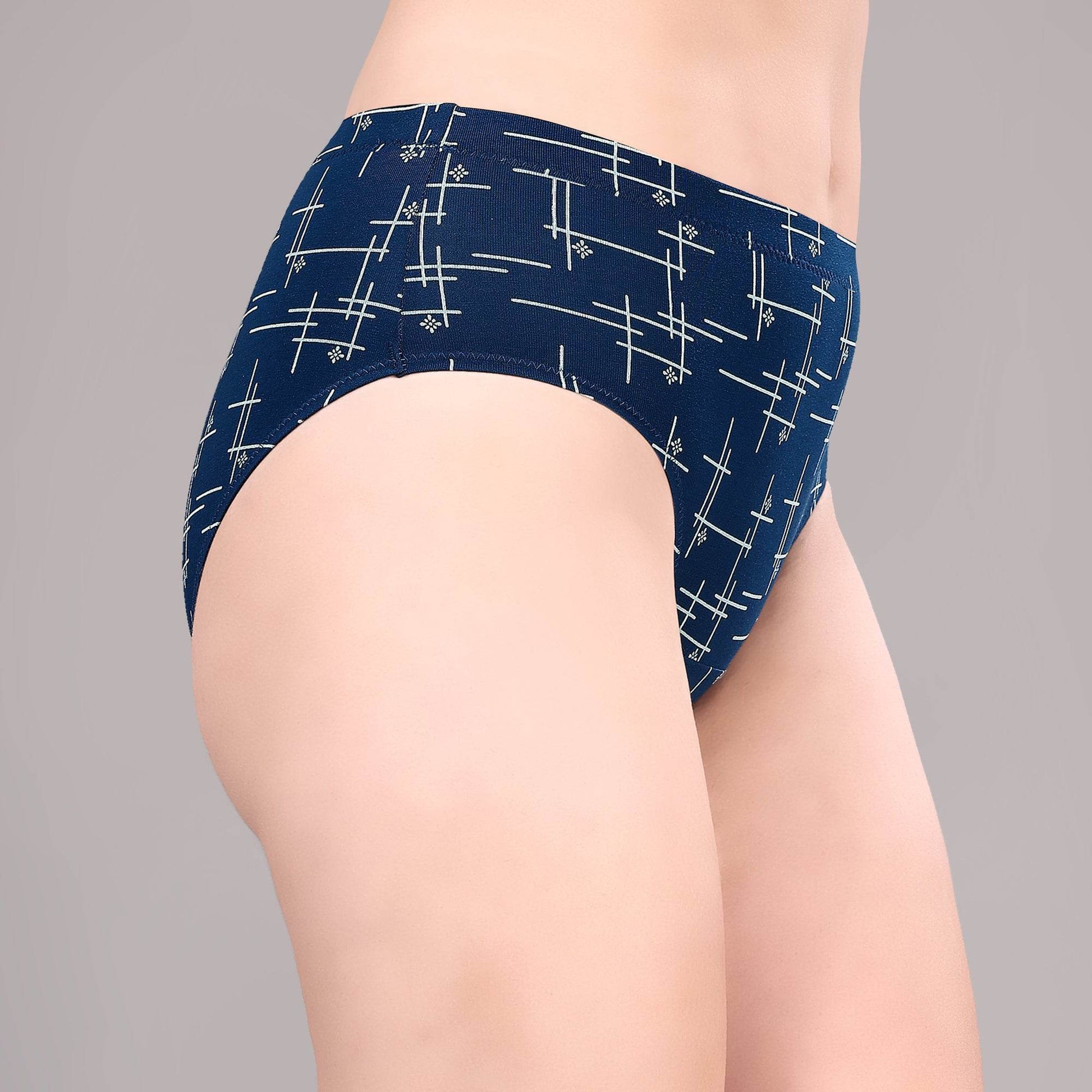 Luxurious High Rise Full Coverage Printed Cotton Spandex Hipster Panty (Pack of 3)