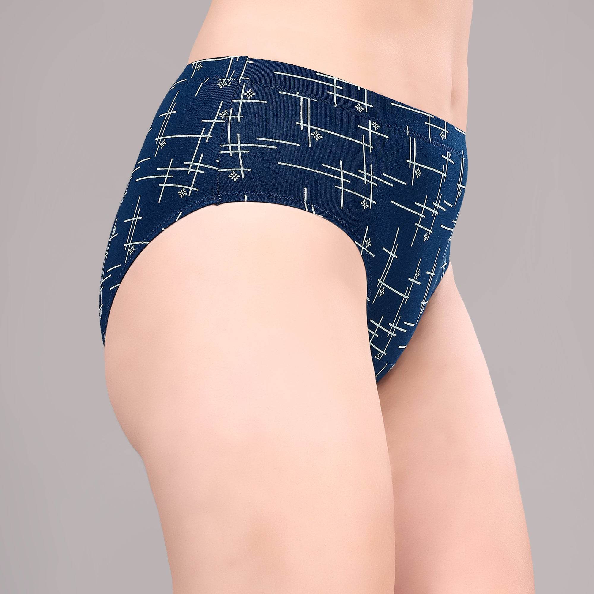 Luxurious High Rise Full Coverage Printed Cotton Spandex Hipster Panty (Pack of 3)