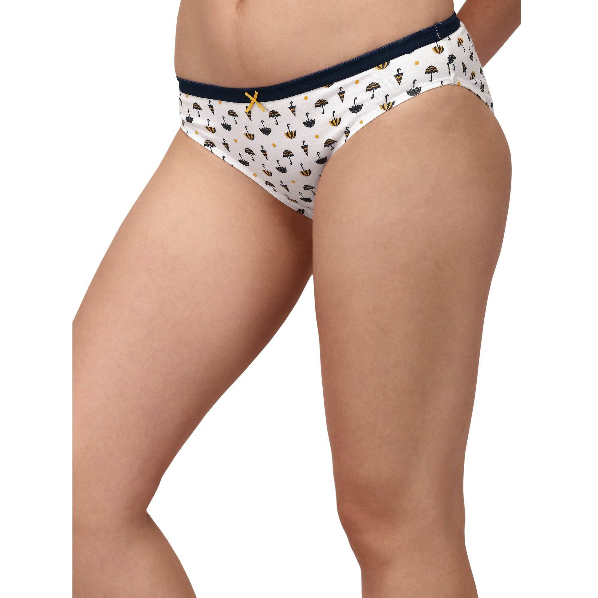 3-Pack Mid Rise Cotton Stretch Brief Panties - Solid & Printed Designs for Everyday Comfort