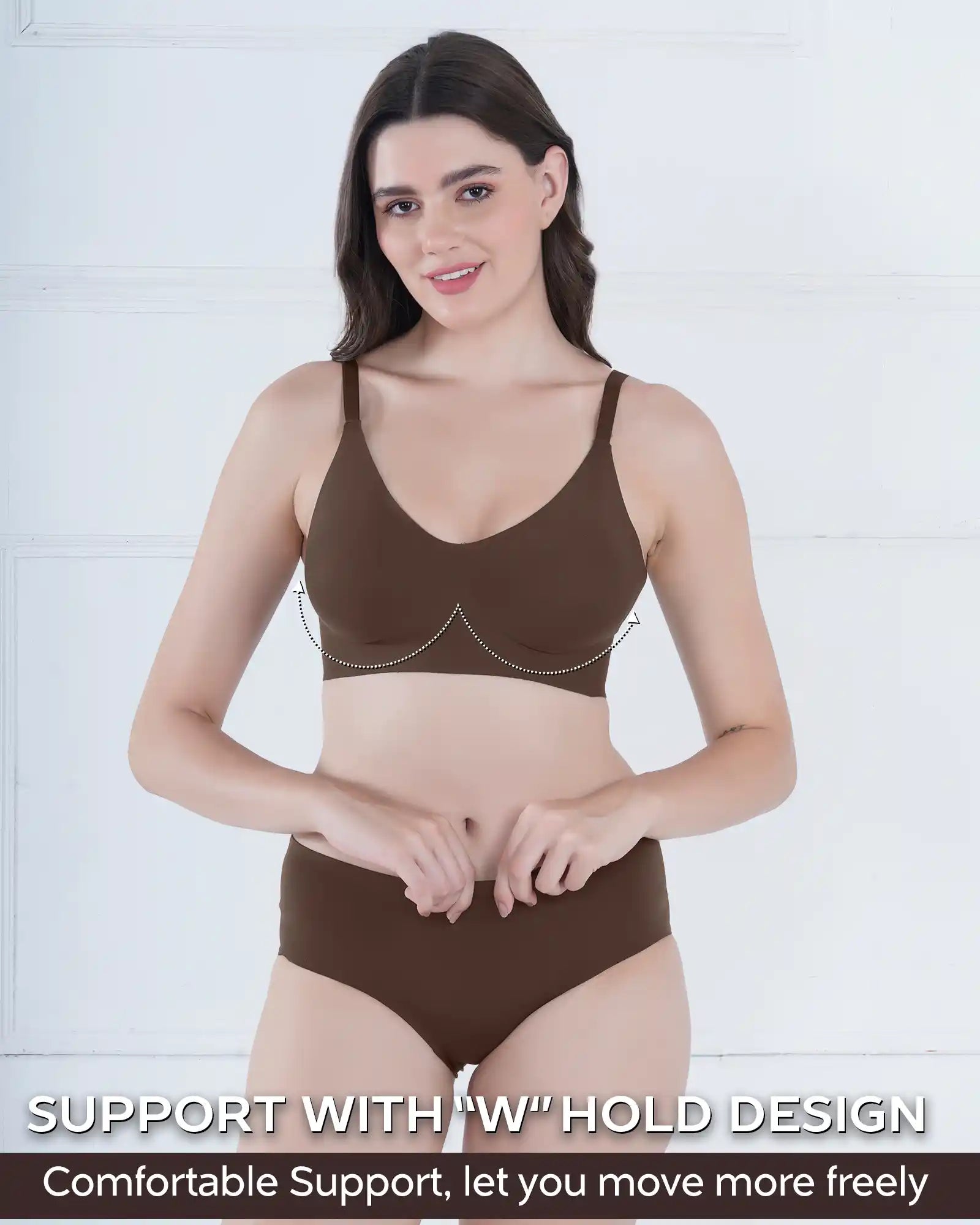 Tweens Lightly Padded Invisi-Fit Bra and Panty Set (Coffee)(TW-SB-968)
