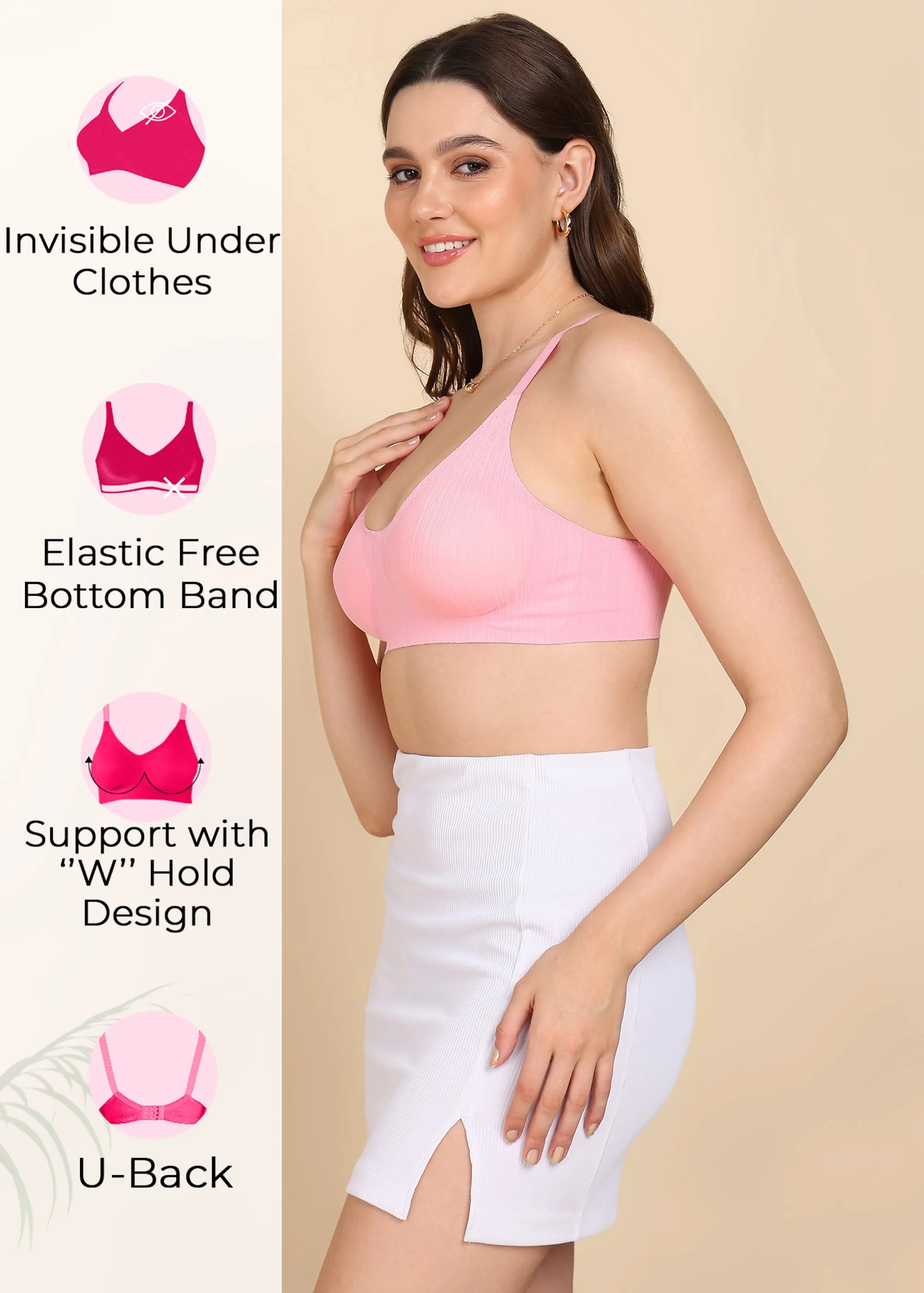 Invisi-Fit:- No Show Designer Fabric Seamless Bra (TW-SB-998)