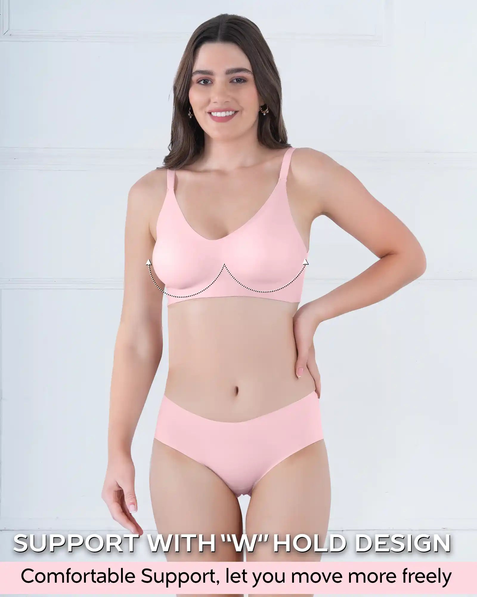 Tweens Lightly Padded Invisi-Fit Bra and Panty Set (Rose)(TW-SB-968)