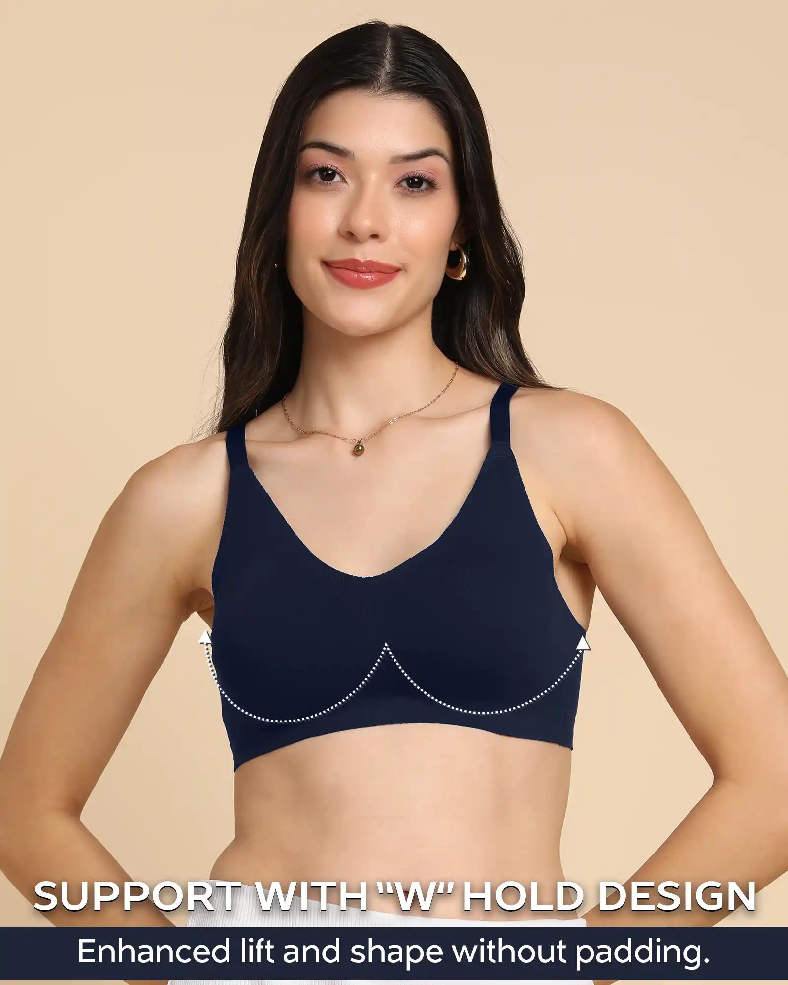 ComfortFit Tweens Non-Padded Cotton Spandex Invisi-Fit Bra (NAVY) - Seamless, Breathable, Invisible Feel